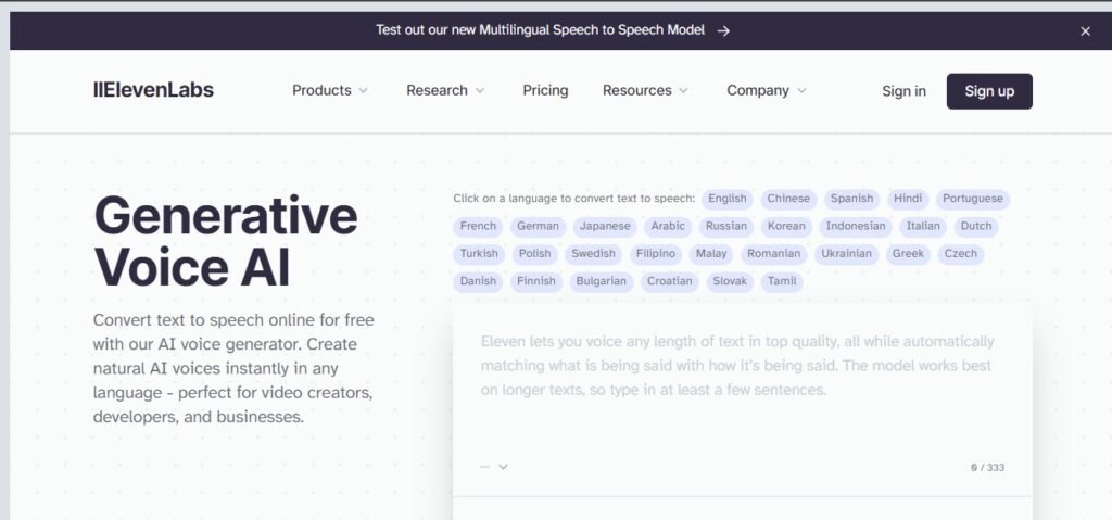 موقع eleventlabs لتحويل النص الى صوت موقع بحر التكنولوجيا 